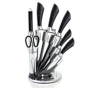 Kamberg Juego de cuchillos 8 piezas en acero inoxidable, soporte acrílico, cuchillos de cocina, tipo piedra