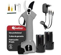 KAMIKAZE KV280 Tijera Eléctrica de Poda Inalámbrica 150W Corte Máximo Ø 25 mm Incluye 2 Baterías Litio de 14V con autonomía de 2500 cortes, Cargador y Kit de Herramientas Diseño Patentado.