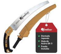KAMIKAZE Serrucho de Poda Curvo W-330H con Mango de Madera y Hoja Curva de 330mm. Sierra para Madera con Hoja de Acero SK-4 Rico en Carbono de Alta Durabilidad (Mango Ergonómico)