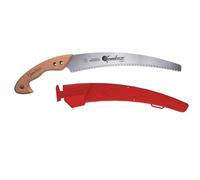 KAMIKAZE Serrucho de Poda Curvo W-330H con Mango de Madera y Hoja Curva de 330mm. Sierra para Madera con Hoja de Acero SK-4 Rico en Carbono de Alta Durabilidad. Incluye funda con clip.