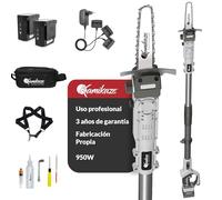 KAMIKAZE Sierra Extensible Eléctrica Inalámbrica Profesional - Corte Ø 160 mm, Motor Sin Escobillas, Potencia 950W, Telescópica hasta 2.5m, Pantalla, 2 Baterías de Litio, Arnés, 3 Años de Garantía,