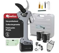 KAMIKAZE Tijera de Poda Eléctrica KV390 con 2 Baterías de Litio, Corte Regulable 5-40mm, 7h de Autonomía, Pantalla Inteligente, Hoja SK5, Tijeras Profesionales para Viña y Frutal