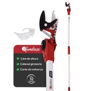 KAMIKAZE Tijera en Altura para Poda. Pértiga de 1,6m con Mecanismo Poleas Reductor de Fuerza. Cabezal Giratorio. Ideal para Poda de Ramas Altas y Paisajismo. Corta Ramas con Cuchillas de acero SK5.