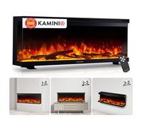 KAMINIO Chimenea eléctrica LEA: Chimenea eléctrica 3 en 1 con vista panorámica, calefacción, efecto de llama 3D, 12 colores de llama y control remoto. - 42 pulgadas