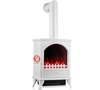 KAMINIO Chimenea eléctrica Leni con Tubo de Chimenea - Estufa de Chimenea con calefacción, Efecto Llama 3D (Blanco)
