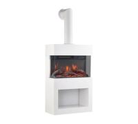 Kaminio eléctrica chimenea henri con tubo de chimenea - estufa de chimenea con calefacción, efecto de llama 3d, compartimento para leña - blanco