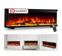 KAMINIO Eléctrica Chimenea Lea - Chimenea eléctrica 3 en 1 con Vista panorámica, calefacción, Efecto de Llama 3D, 12 Colores de Llama (60 Pulgada)