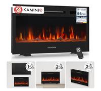 KAMINIO Eléctrica Chimenea Marlon - Chimenea eléctrica 3 en 1 con calefacción, Efecto de Llama 3D, 12 Colores de Llama, Control Remoto (30 Pulgada)