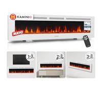 KAMINIO® Marlon Pro 70 Elektrokamin mit Heizung [Stand, Einbau & Wand] | 3 en 1 chimenea eléctrica empotrable, colgante o de pie, con calefactor, termostato, temporizador, mando a distancia, blanco