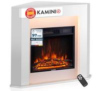 KAMINIO® Matti Esquina Blanca Chimenea eléctrica Decorativa de pie