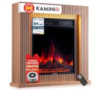 KAMINIO® Matti Modern 32 Panel Chimenea eléctrica Decorativa de pie | Chimenea con calefactor, efecto fuego 3D de 5 niveles, luz ambiente LED, termostato, temporizador y mando a distancia