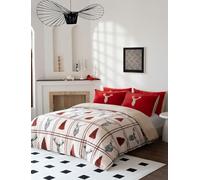 Kampala Hill Juego de Funda nórdica para Cama Individual de Forro Polar, diseño de Ciervo, Color Rojo