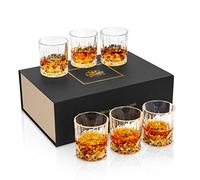 KANARS 6 Piezas Vasos de Whisky, Copas de Whiskey Robusto Cristalino 100% Sin Plomo para Escocés, Borbón y Más, Hermosa Caja de Regalo, 300 ml
