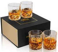KANARS Juego de 4 Vasos de Whisky, Copas de Whiskey Robusto Cristalino Sin Plomo para Escocés, Borbón y Más, 300 ml, Caja de Regalo de Lujo
