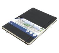 Kangaro - Cuaderno de bocetos (A4, tapa dura, poliuretano, 80 hojas, 140 g, papel de color crema, con banda elástica y cinta)