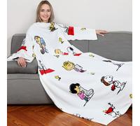 Kanguru Deluxe Peanuts, Manta con Mangas, Suave poliéster, 140x180 cm, 100, Blanco, talla única