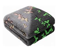 KANGURU Glow - Manta para Cama de Matrimonio 100% Suave Microfibra, Mariposas Grises, 230 x 230 cm