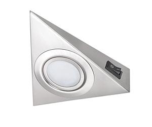Kanlux Mattchrom - Lámpara halógena para bajos de muebles (12 V, 20 W, con interruptor), diseño triangular