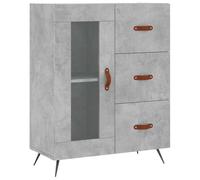 Kaorsrow Aparador gris hormigón 69,5 x 34 x 90 cm Aparador con puerta de | Cómoda moderna con 3 cajones y cristal para salón, pasillo o dormitorio.
