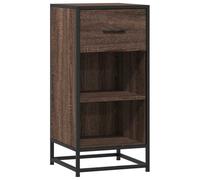 Kaorsrow Aparador marrón efecto roble 35,5 x 35 x 76 cm madera de metal | Moderna estantería auxiliar para salón y dormitorio con 1 cajón, 2 compartimentos abiertos y estructura de metal resistente.