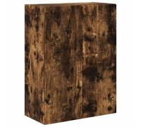 Kaorsrow Armario de pared para TV, roble ahumado, 59,5 x 31 x 80 cm | Mueble compacto para salón y dormitorio con 2 puertas abatibles, gran capacidad de almacenamiento y moderno efecto suspendido