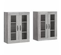 Kaorsrow Juego de 2 armarios colgantes con puerta de cristal Sonoma, color | Estantería colgante modular de madera con puertas de cristal para salón y pasillo, 69,5 x 34 x 90 cm por armario.
