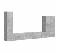 Kaorsrow Juego de 6 estantes de pared para TV, color gris | Armario modular para sala de estar con puertas abatibles y compartimentos ajustables para dispositivos multimedia y