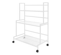 KAPIPALA Soporte para plantas de metal con 3 niveles, con ruedas | Estantería para plantas con acabado lacado al horno, con frenos, estable hasta 45 kg, para salón, balcón, dormitorio, terraza
