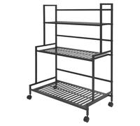 KAPIPALA Soporte para plantas de metal con 3 niveles, con ruedas | Estantería para plantas con acabado lacado al horno, con frenos, estable hasta 45 kg, para salón, balcón, dormitorio, terraza
