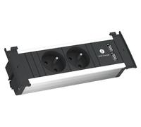 KAPSA, regleta de enchufes empotrable, doble, con 2 puertos USB