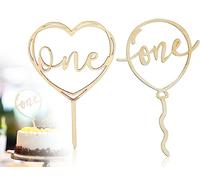KAPSING 2 piezas madera cake topper cumpleaños, decoración tarta 1er cumpleaños, wild one cake topper decoración cumpleaños, cupcake toppers decoración tarta baby shower
