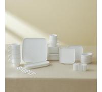 Karaca Cubique - Juego de desayuno cuadrado, taza de té y café de 35 piezas, vajilla blanca, juego de platos de 35 piezas, vajilla de porcelana para 6 personas, juego de vajilla