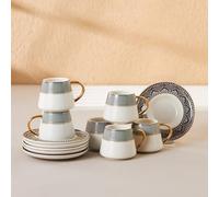 Karaca Globe Tazas de café turcas para 6 personas, Servicio de café de porcelana, Tazas de té, expresso, Latte Classic, Türk Kahve Fincanı, Café Turco