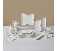 Karaca Stream Bone China Pieris - Juego de vajilla de 34 piezas para 6 personas, color blanco
