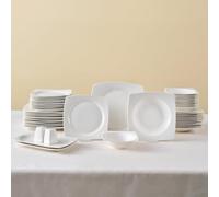Karaca Vajilla Vesta White para 12 personas, 52 piezas, elegante vajilla de porcelana para 12 personas, incluye platos, tazas, cuencos y cubiertos