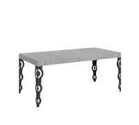 Mesa extensible 90x90/246 cm Karamay Premium Estructura de cemento Antracita - Itamoby