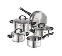 Karcher 125457 Batería de cocina Mia, incl. tapa de cristal, apta para inducción, 5 piezas, acero inoxidable