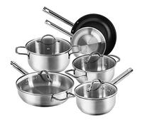 Karcher Juego de ollas de inducción Jovita, 10 piezas, plata, acero | Juego de ollas con ollas y tapa de olla, incluye sartén, apto para lavavajillas y horno hasta 180 °C