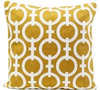 Kare Cojín de diseño Catena Chain, Blanco/Amarillo, Funda extraíble con Cierre de Cremallera, con Relleno, patrón geométrico, Trenzado, cojín Decorativo, Accesorio para el hogar, 50 x 50 cm (Alto x