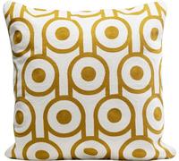 Kare Cojín de diseño Catena Circle, Blanco/Amarillo, Funda extraíble con Cremallera, con Relleno, patrón geométrico, Trenzado, cojín Decorativo, Accesorio para el hogar, 50 x 50 cm (Alto x Ancho)