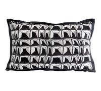 Kare Cojín de diseño Cut Pile, negro/blanco, funda extraíble con cierre de cremallera, con relleno, cojín decorativo, accesorio para el hogar, funda en aspecto de terciopelo, 50 x 30 cm (alto x ancho)