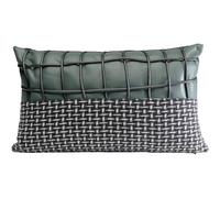 Kare Cojín de diseño Ella Duo, Negro/Verde, Funda extraíble con Cierre de Cremallera, con Relleno, cojín Decorativo, Accesorio para el hogar, Funda en imitación de Piel, 30 x 50 cm (Alto x Ancho)