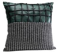 Kare Cojín de diseño Ella Duo, Negro/Verde, Funda extraíble con Cierre de Cremallera, con Relleno, cojín Decorativo, Accesorio para el hogar, Funda en imitación de Piel, 45 x 45 cm (Alto x Ancho)