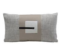 Kare Cojín de diseño Meeting Point, Negro/Blanco/Beige, Funda extraíble con Cierre de Cremallera, con Relleno, Aspecto Trenzado, cojín Decorativo, Accesorio para el hogar, Funda en imitación de Piel,