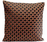 Kare Cojín de diseño Mina, Naranja/Negro, Funda extraíble con Cierre de Cremallera, con Relleno, cojín Decorativo, Accesorio para el hogar, Funda en Aspecto de Terciopelo, 45 x 45 cm (Alto x Ancho)