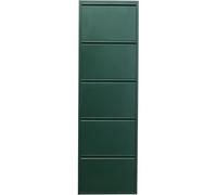 Kare Design Caruso Zapatero, Verde, 5 Compartimentos, Metal, Estrecho, Ahorra Espacio, protección contra el Polvo, 10 Pares de Zapatos, Pasillo, 170x50x15 cm A/L/P