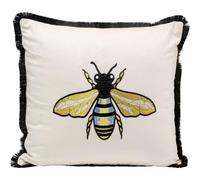 Kare Design Cojín de Abeja, 45 x 45 cm, Blanco, Moderno, Decorativo, diseño de Animales, con Cremallera, Dormitorio, salón, para sofás/sofás
