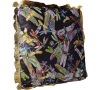 Kare Design cojín Tropical Garden Fringe, multicolor, con flecos, cojín decorativo, aspecto terciopelo, cojín decorativo con cremallera, 45x45 cm (L/W)