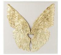 Kare Design decoración de Pared Wings, Oro/Blanco, alas Decorativas de ángel, Cuadro Decorativo, Mural, alas de ángel, Moderno, salón, Dormitorio, Pasillo, 120x120x8cm (A/A7P)