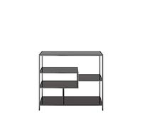 Kare Design Estantería Loft, Negro, Acero, Estantes de vidrio, Estrecha, Independiente, 100x115x30 cm